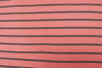 Pink Rib Knit Fabric Black White Horizontal Stripes 2x1