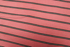 Pink Rib Knit Fabric Black White Horizontal Stripes 2x1