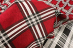 Red Tartan Jacquard Fabric Black White Check with Stretch