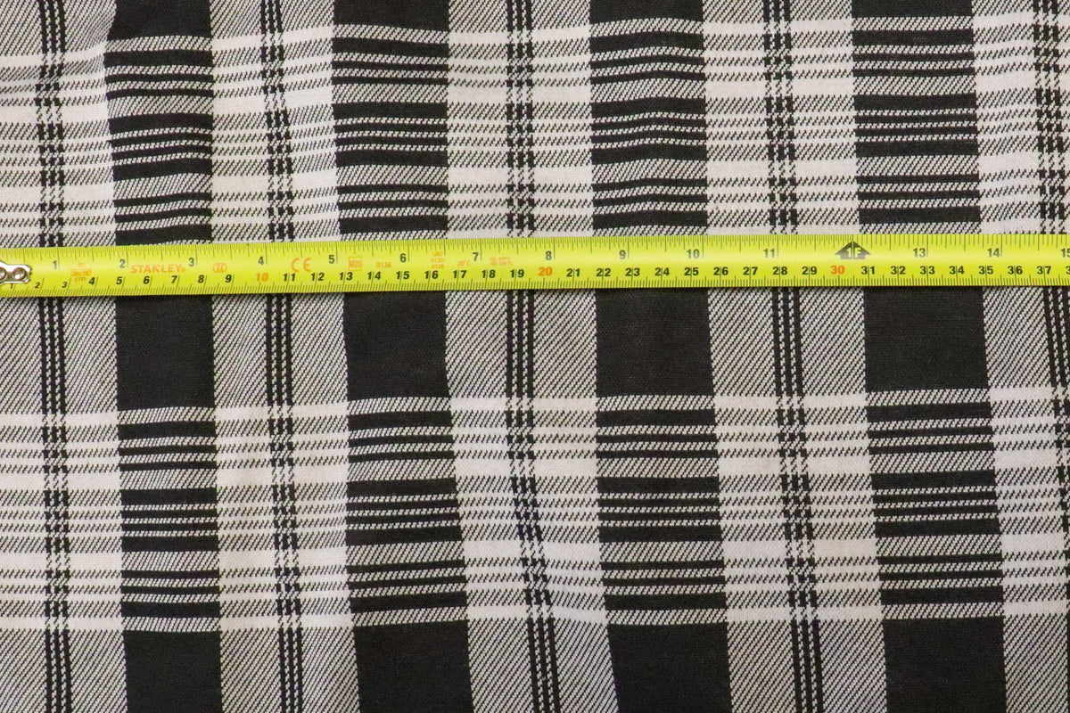 Black White Check Jacquard Fabric with Stretch
