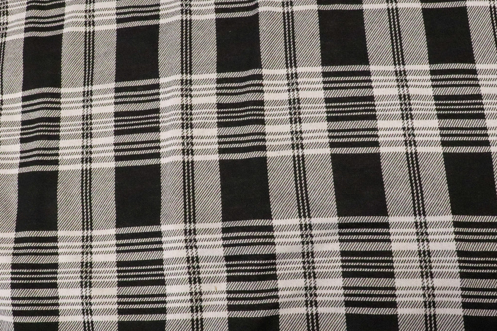 Black White Check Jacquard Fabric with Stretch
