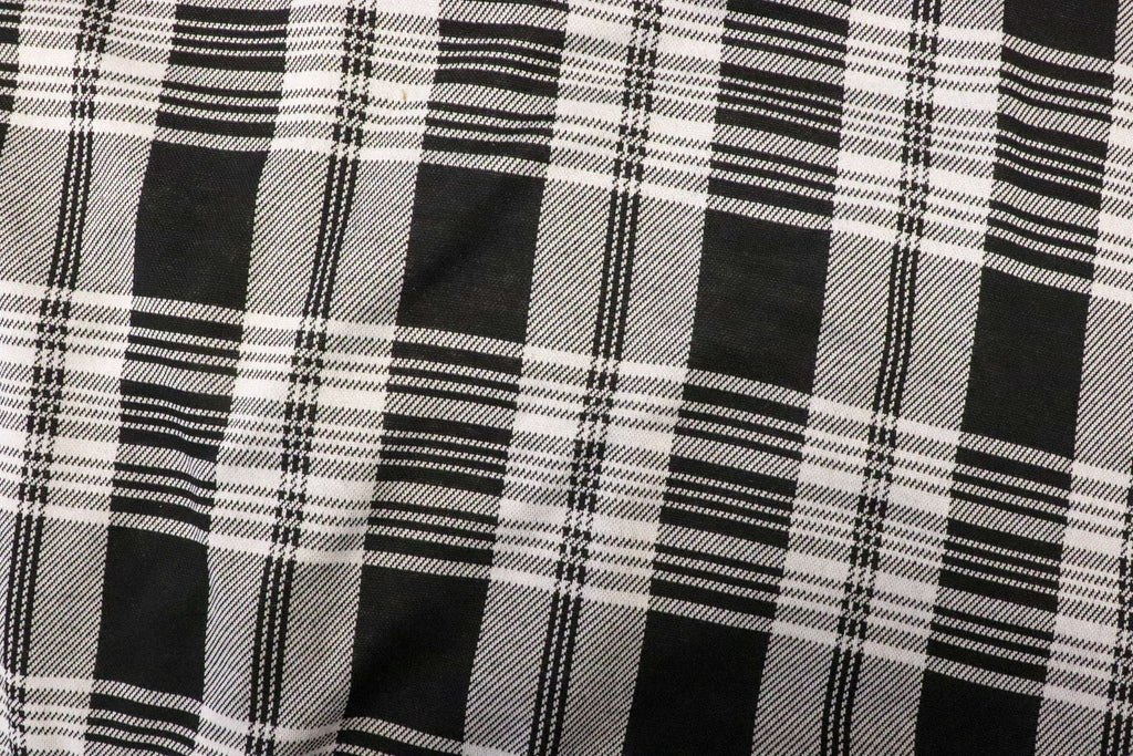 Black White Check Jacquard Fabric with Stretch