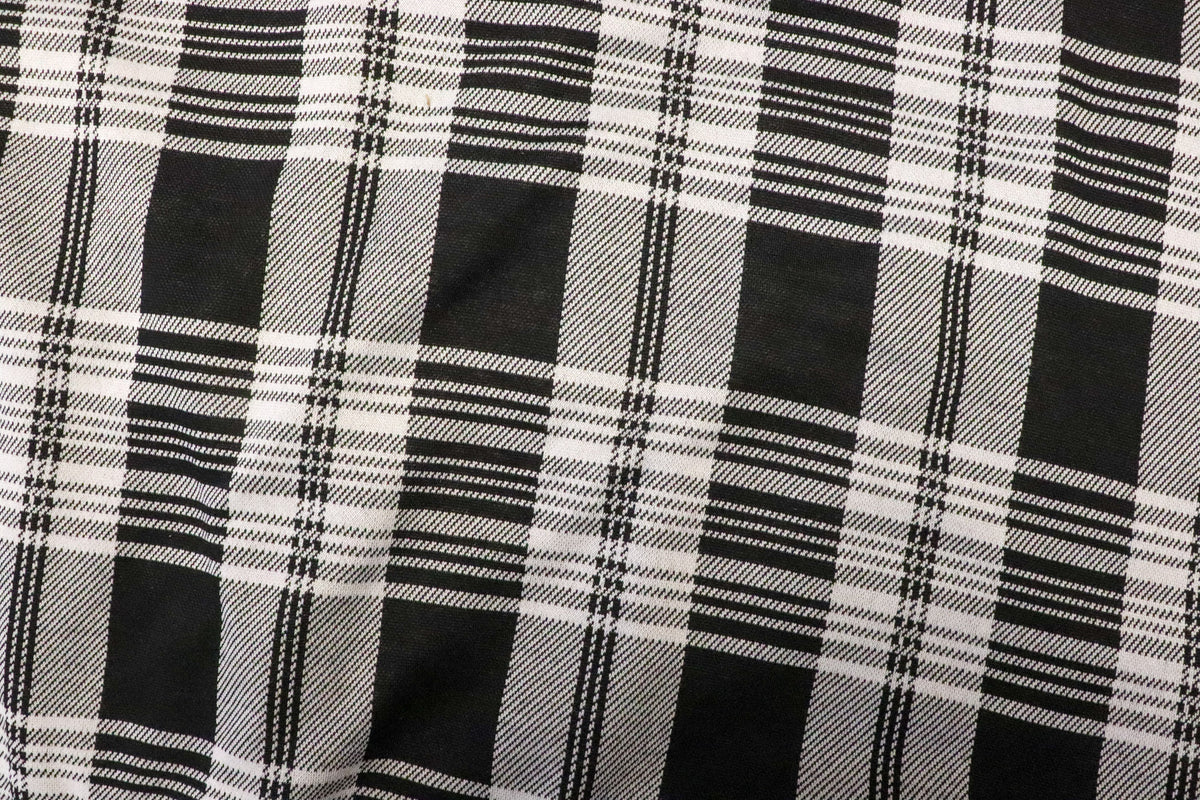 Black White Check Jacquard Fabric with Stretch