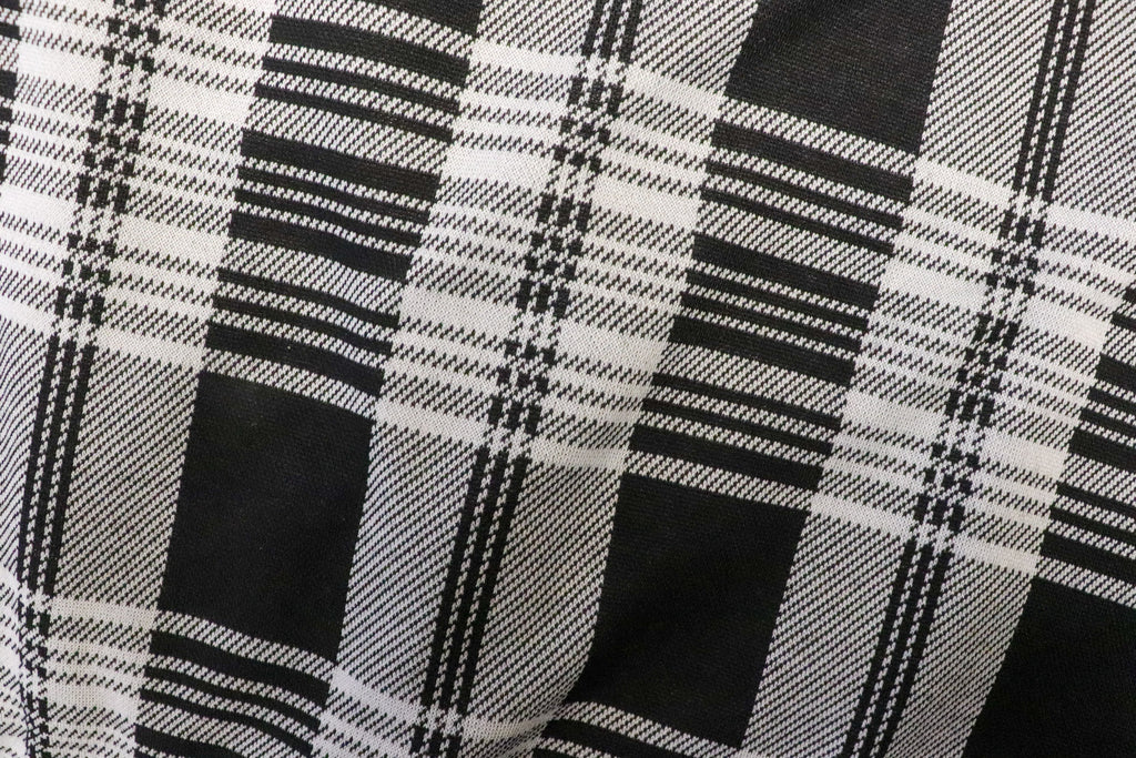 Black White Check Jacquard Fabric with Stretch