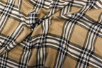 Camel Tartan Jacquard Fabric with Stretch Knit