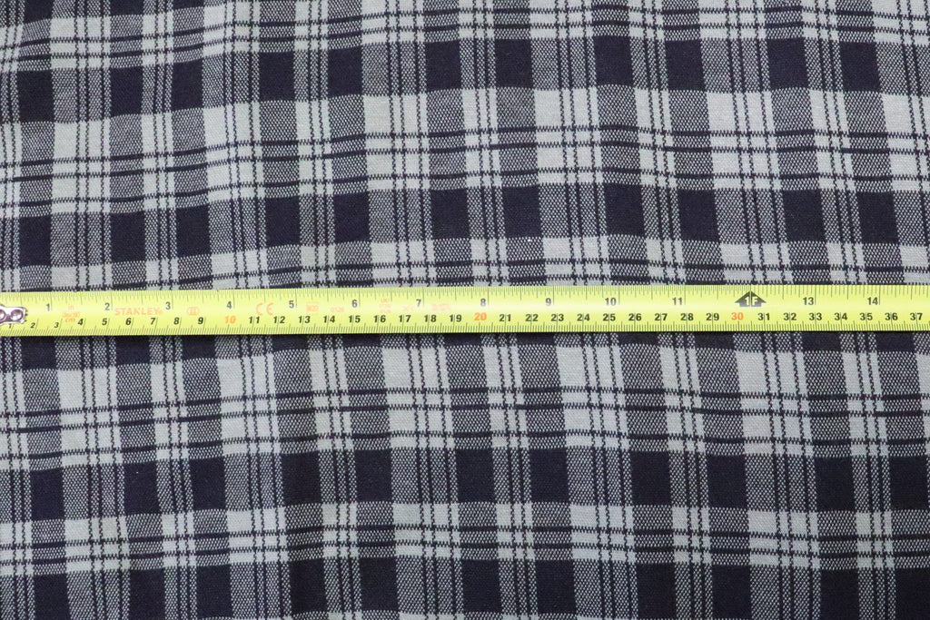 Navy White Check Fabric Tartan Dressmaking