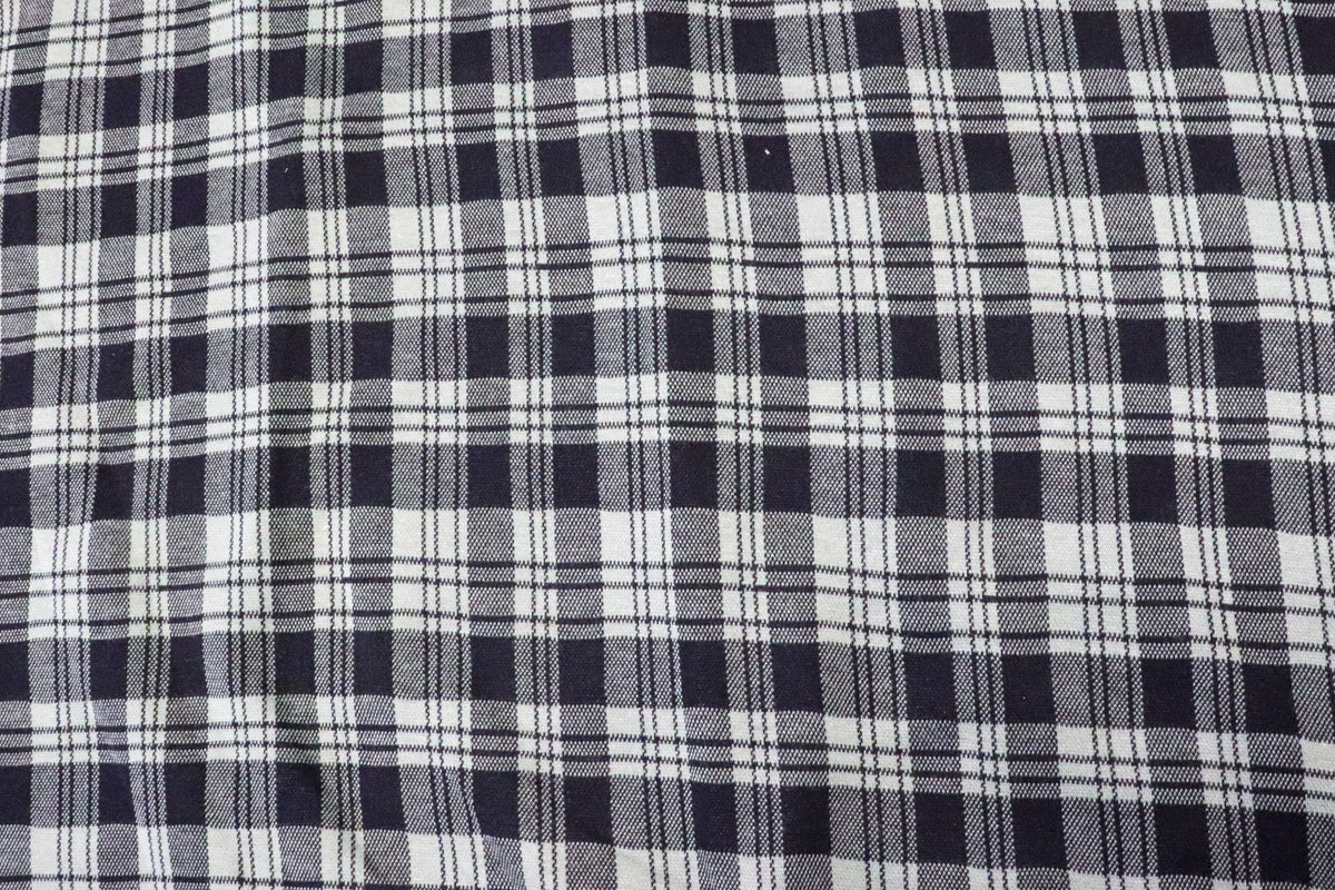Navy White Check Fabric Tartan Dressmaking