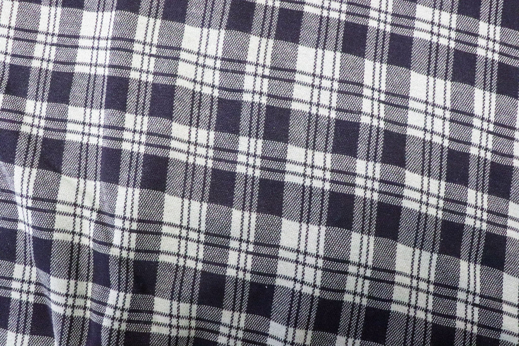 Navy White Check Fabric Tartan Dressmaking
