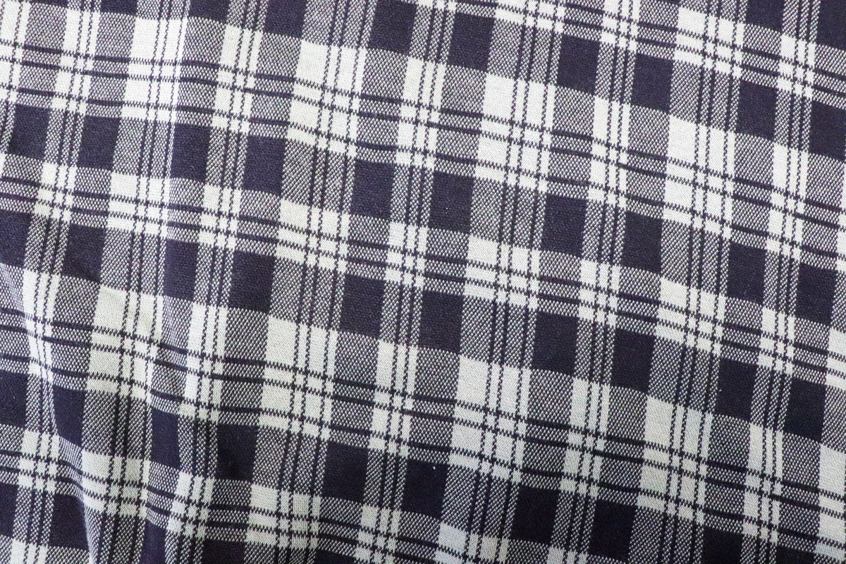 Navy White Check Fabric Tartan Dressmaking