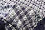 Navy White Check Fabric Tartan Dressmaking