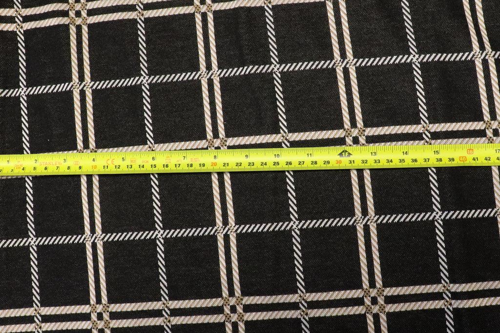 Black White Check Fabric Camel Accents Tartan