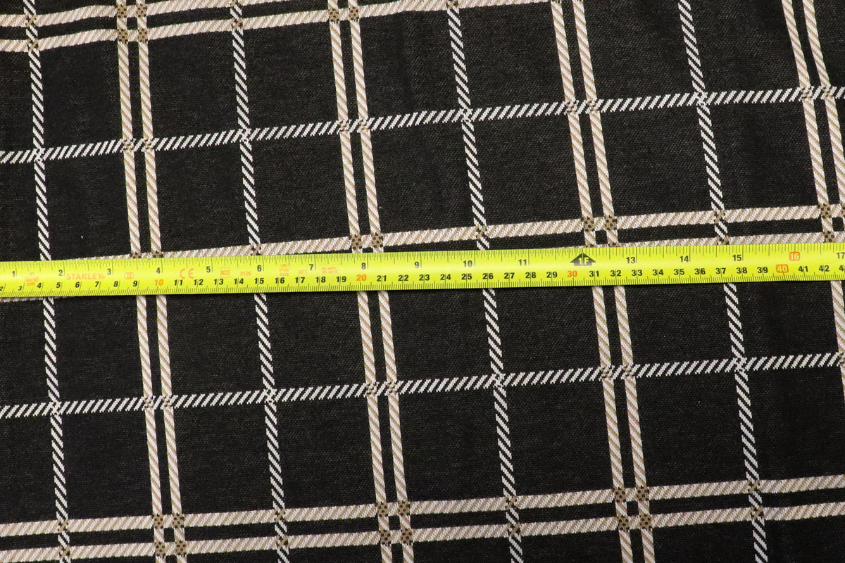 Black White Check Fabric Camel Accents Tartan