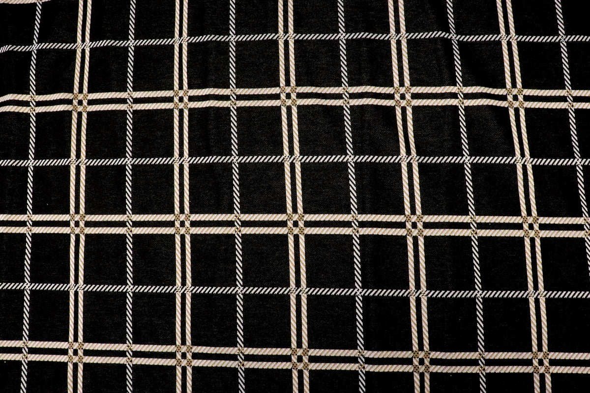 Black White Check Fabric Camel Accents Tartan