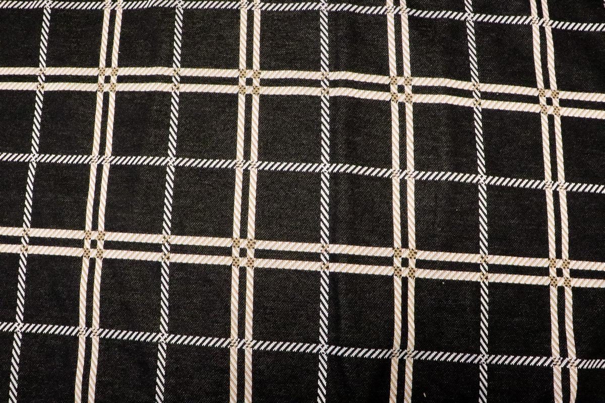 Black White Check Fabric Camel Accents Tartan