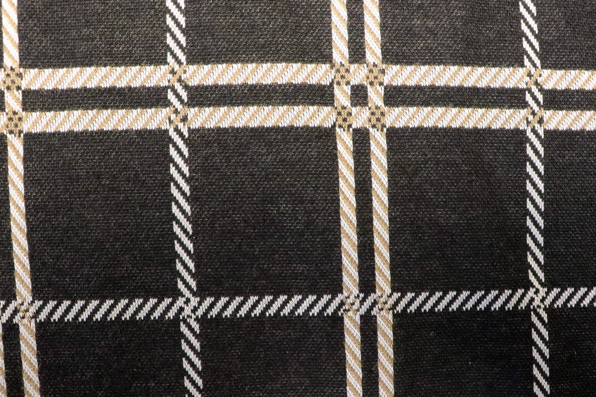 Black White Check Fabric Camel Accents Tartan