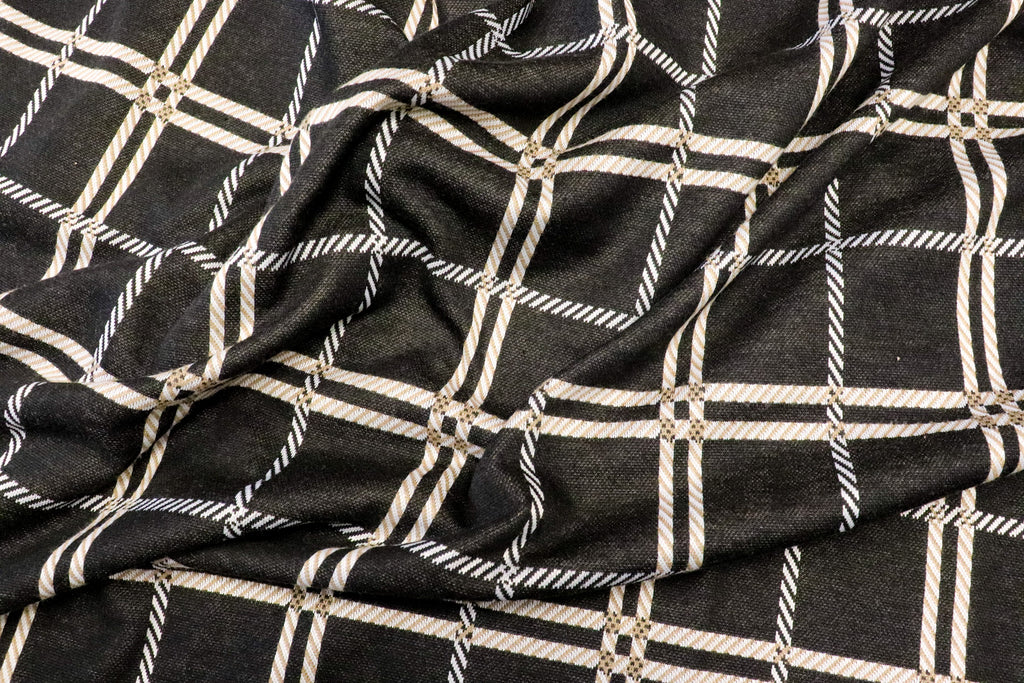 Black White Check Fabric Camel Accents Tartan