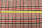 Black White Check Jacquard Fabric Prominent Red Lines Stretch