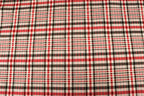 Black White Check Jacquard Fabric Prominent Red Lines Stretch
