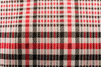 Black White Check Jacquard Fabric Prominent Red Lines Stretch