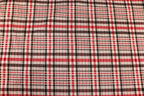 Black White Check Jacquard Fabric Prominent Red Lines Stretch