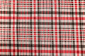 Black White Check Jacquard Fabric Prominent Red Lines Stretch