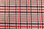 Black White Check Jacquard Fabric Prominent Red Lines Stretch