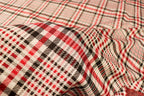 Black White Check Jacquard Fabric Prominent Red Lines Stretch