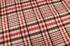 Black White Check Jacquard Fabric Prominent Red Lines Stretch