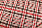Black White Check Jacquard Fabric Prominent Red Lines Stretch