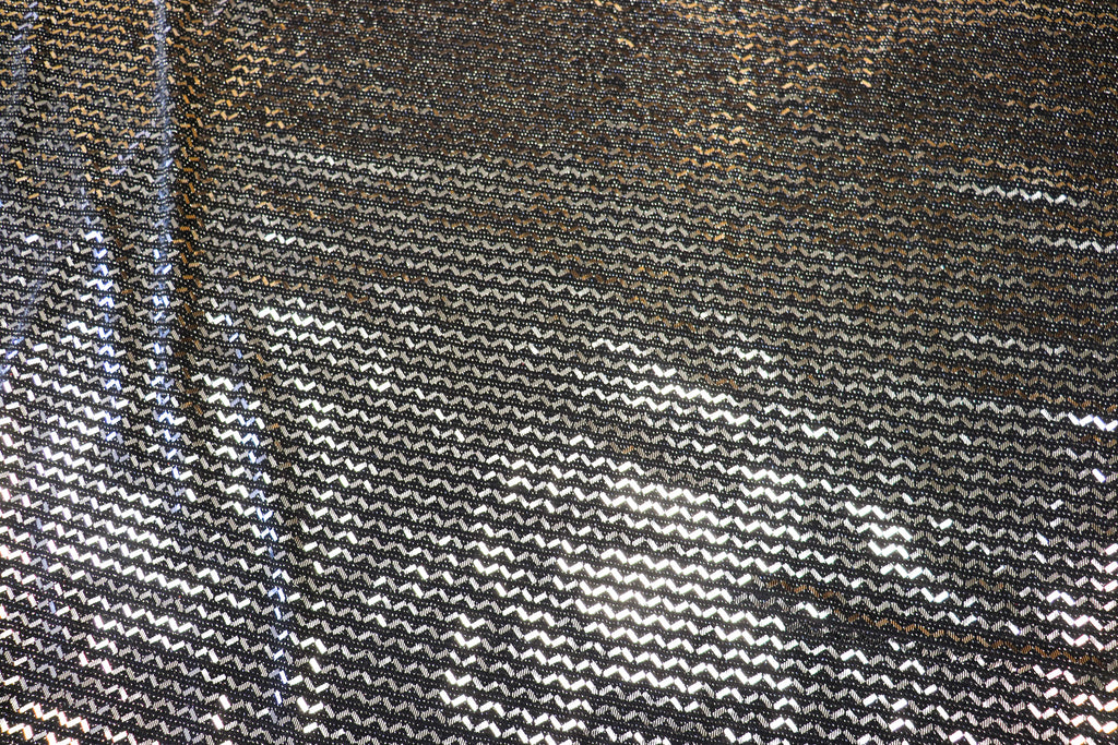 Black Lurex Sequin Fabric Silver Chevron All Way Stretch