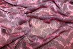 Pink Glitter Lurex Fabric Abstract Wave All Way Stretch