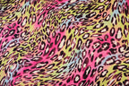 Pink Multicolour Leopard Fleece Fabric Wavy Animal Print