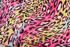 Pink Multicolour Leopard Fleece Fabric Wavy Animal Print