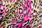 Pink Multicolour Leopard Fleece Fabric Wavy Animal Print