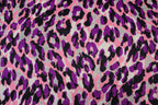 Pink Purple Leopard Fleece Fabric Grey Brushed Finish