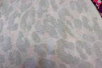 Pink Purple Leopard Fleece Fabric Grey Brushed Finish
