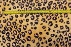 Golden Leopard Fleece Fabric Pink Black Spots with Stretch