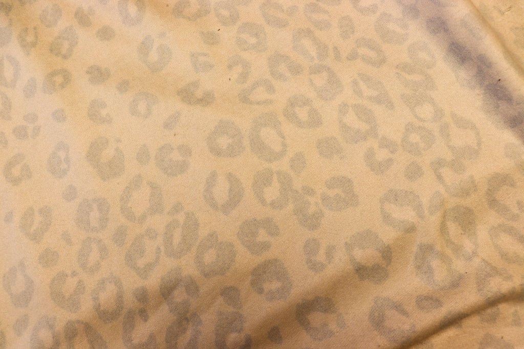 Golden Leopard Fleece Fabric Pink Black Spots with Stretch