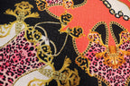 Gold Pink Leopard Jacquard Fabric Brocade Diamond Stretch