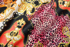 Gold Pink Leopard Jacquard Fabric Brocade Diamond Stretch