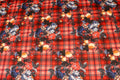 Red Tartan Floral Jacquard Fabric Diamond Stretch Rose Design