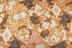 Animal Brocade Jacquard Fabric Gold Pink Diamond Stretch