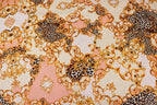 Animal Brocade Jacquard Fabric Gold Pink Diamond Stretch