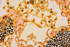 Animal Brocade Jacquard Fabric Gold Pink Diamond Stretch