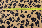Camel Leopard Fleece Fabric Black Spots with Stretch