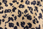 Camel Leopard Fleece Fabric Black Spots with Stretch