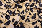 Camel Leopard Fleece Fabric Black Spots with Stretch