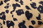 Camel Leopard Fleece Fabric Black Spots with Stretch