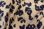 Camel Leopard Fleece Fabric Black Spots with Stretch