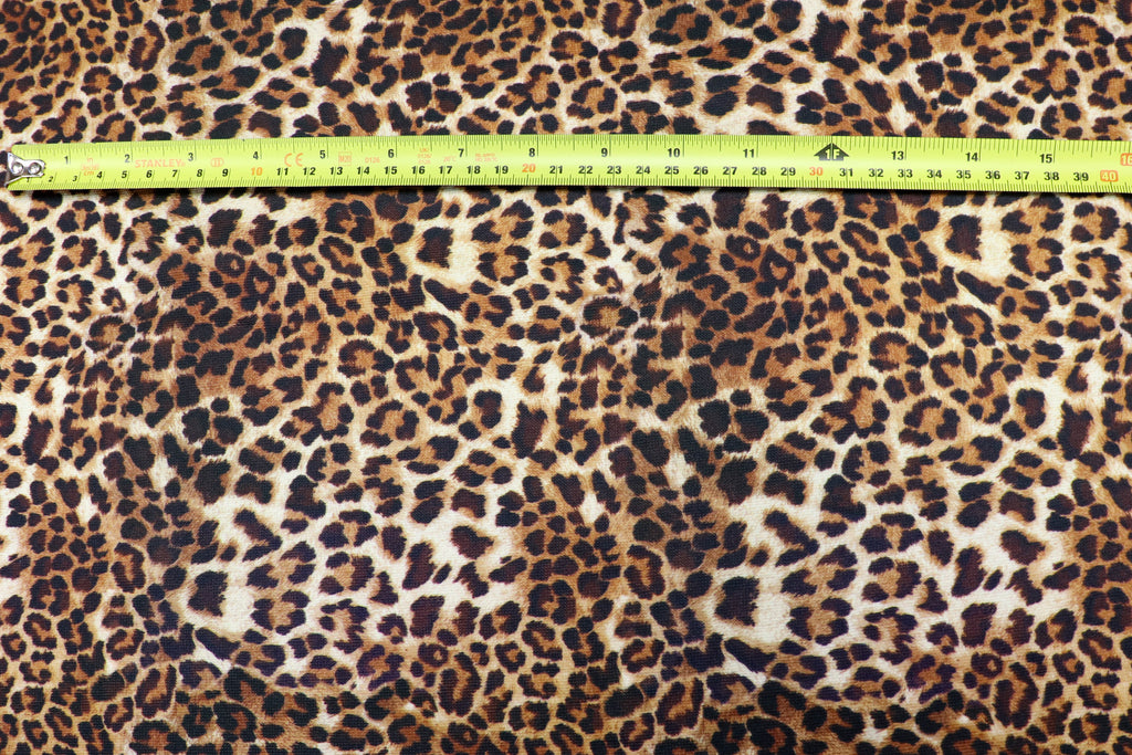 Leopard Print Rib Jersey Fabric Golden Brown Stretch Knit